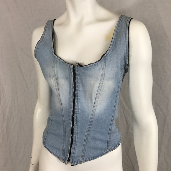 Periscope Tops - Periscope Corset Top Small Denim Front Close